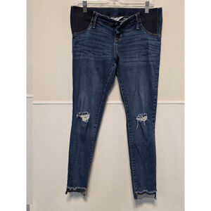 Women Isabel Maternity Jeans Size 6 Blue Distressed Skinny‎